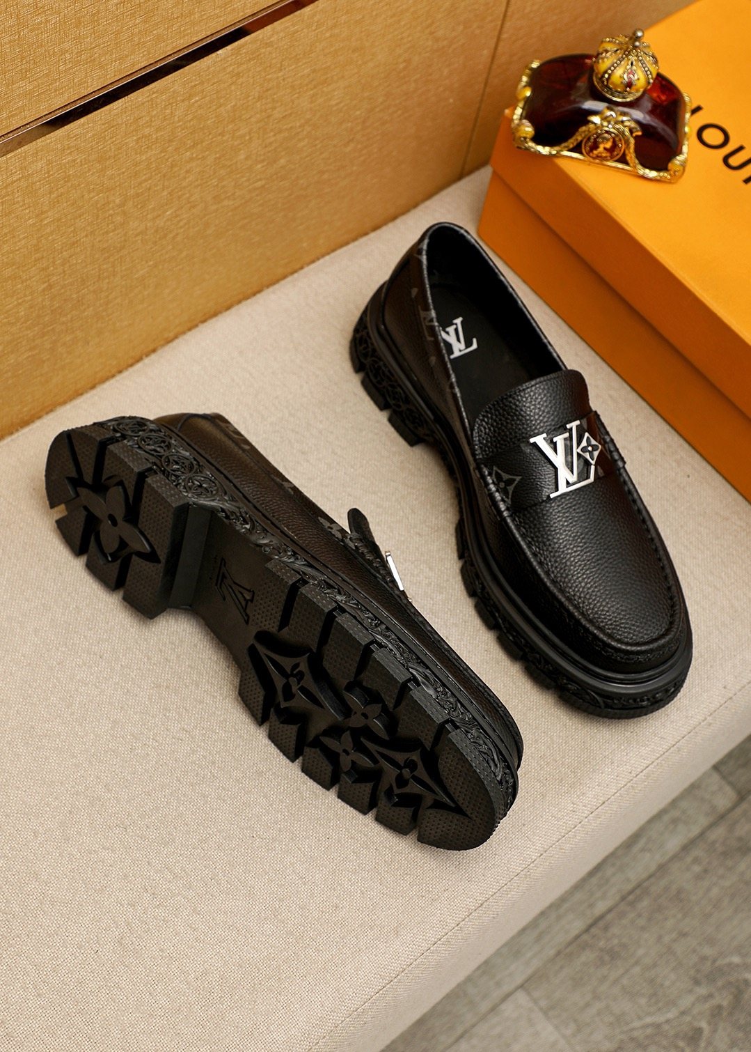 Louis Vuitton Black Hardware Loafers - Lug Sole