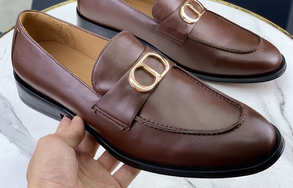 Dior Men's Brown Buckle Loafers